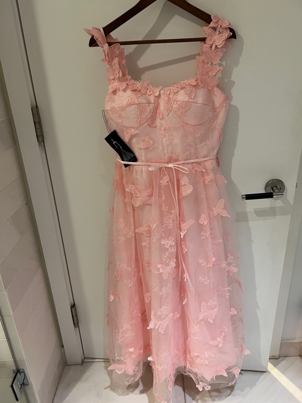 Butterfly pink long dress
